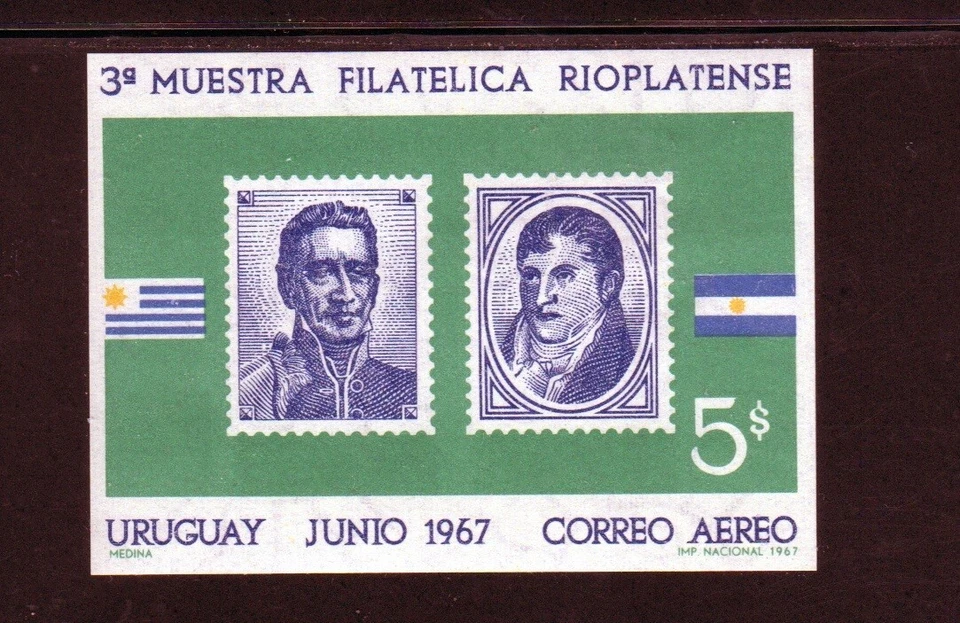 URUGUAY #C319 1967 STAMP SHOW MINT VF NH O.G S/S cc - Image 1 of 1