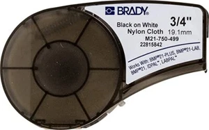 Brady M21-750-499 Nylon Cloth Label Black on White .75 W x 16' L - Picture 1 of 5