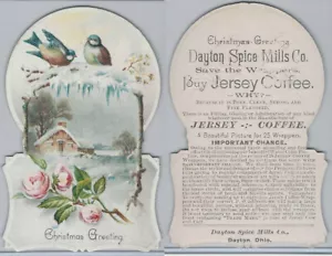 Carta K, Dayton Spice, 1890, scena invernale, uccellini - Foto 1 di 1
