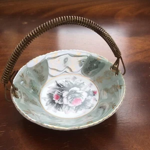 Vintage Bowl Ceramic With Metal HANDLE Serving/Trinket Dish. Japanese - Picture 1 of 12
