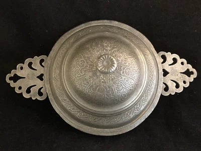 Ancienne Ecuelle à Oreilles en Etain A Identifier Antique French  - Photo 1/4