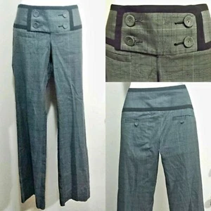 JLo Jennifer Lopez Black Gray Plaid Contras Cotton Stretch Button Pantalones ~ 27 M3020 - Imagen 1 de 10
