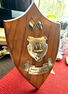 VINTAGE ANTIQUE HUNGARY VS IRELAND STERLING HALLMARK TROPHY PLAGUE OLYMPIC - Picture 1 of 14