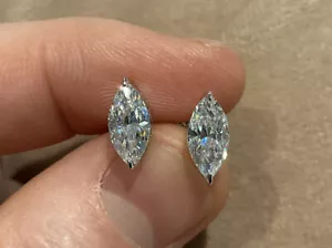 2.0 Carat Lab Created Diamond Marquise Solitaire Earrings Platinum Plated 925 - Picture 1 of 6