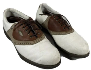 Etonic Stabilites Softspikes Womens Golf Shoes Sz 8.5M Saddle Brown/Tan White - Picture 1 of 8