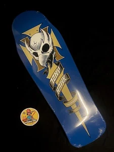 RARE SHAPED Tony Hawk Blue Chicken Skull Birdhouse Skateboard Deck Bones Crest - Picture 1 of 9