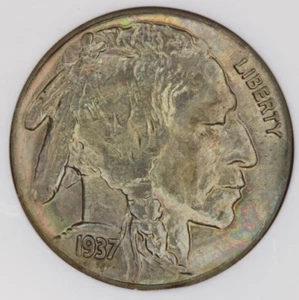 1937 Buffalo Nickel 5c NGC MS66 Slight Fluorescent toning! Beautiful color! - Picture 1 of 3