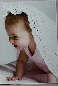 Peter Pan Knitting Pattern P1061- Baby Shawl in 3ply - Picture 1 of 2