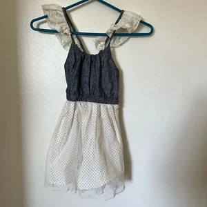 Magpie and Mabel chambray and tulle romper polka dot Size 8 Summer - Picture 1 of 4