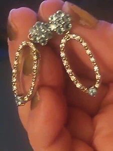 CID YOURS BY LAUREN kolumbianischer Smaragd & Zirkon Silber 925 Ohrringe 1,5" Neu ohne Etikett - Bild 1 von 10