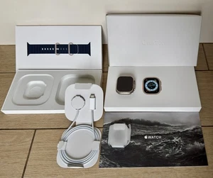 Apple Watch Ultra 49mm Titanium Midnight Blue Ocean Armband OVP  Akku 100 % - Bild 1 von 16