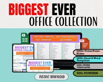 Office Template Bundle | 5000+ PowerPoint Slides, 1000+ Excel & Word Templates - Image 1 of 4