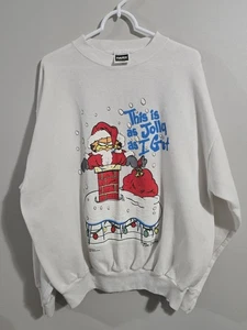 Vintage 1994 Santa Garfield Christmas Crewneck Sweatshirt Tultex Adult Size XL - Picture 1 of 7