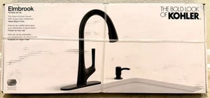 Kohler Elmbrook Faucet - Matte Black Finish With Soap Dispenser BL NEW - Picture 1 of 6