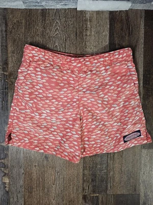 Vineyard Vines Lined Swim Trunks Boys 5 Pink Fish Print - Image 1 of 4