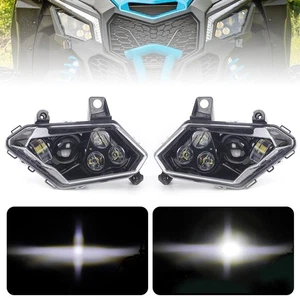 2X LED Headlight Hi/Lo Beam For Can Am Maverick X3 XDS XRS Max Turbo R 2017-2013 - Picture 1 of 12