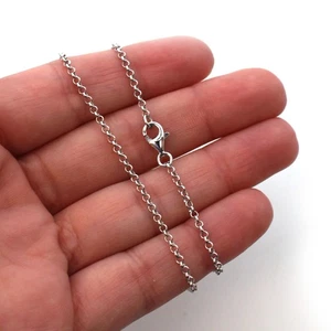 Rhodiniert über Sterlingsilber Halskette - 2 mm Rolo Kette Halskette 7,5" bis 36" - Bild 1 von 3