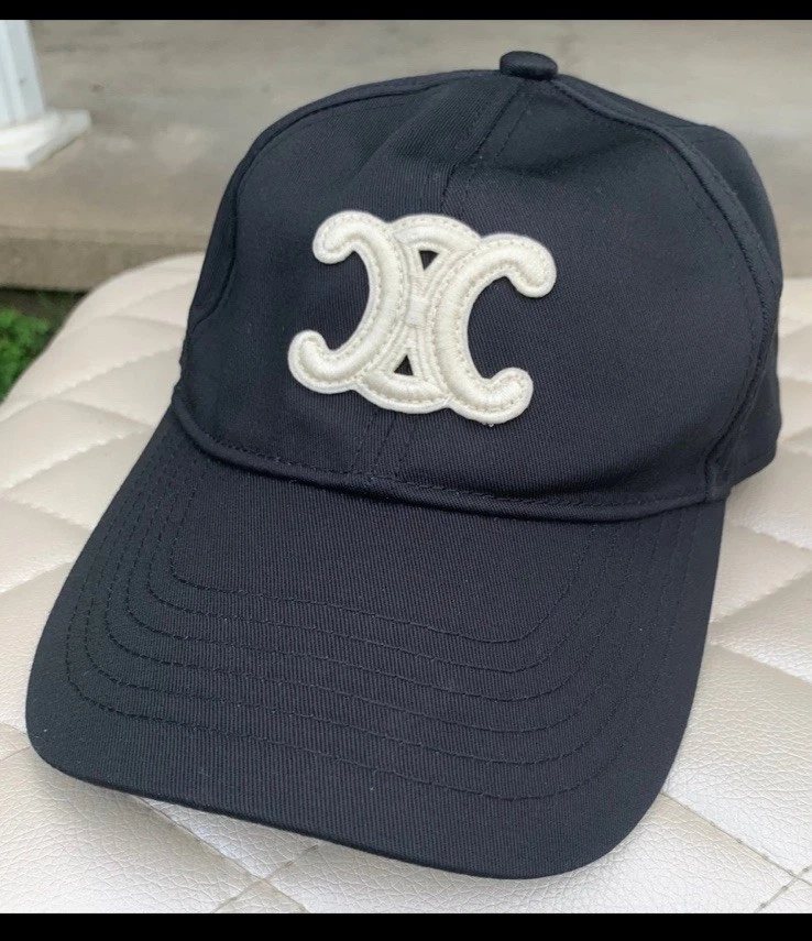 Celine Baseball Cap Hat Men Women In Cotton LOGO Size M Triomphe Black White - Image 1 of 4