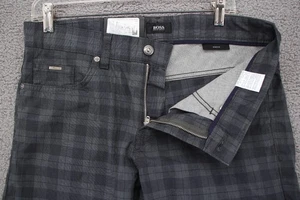 Neu Hugo Boss Delaware Hose Herren 32 x 34 Slim Fit Stretch grau kariert kariert Chino - Bild 1 von 17