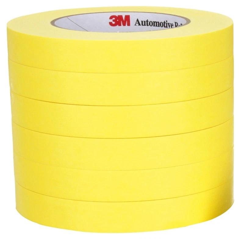 3M 06652 3/4 Inch Yellow Automotive Masking Tape Half Sleeve (6 Rolls) - Image 1 of 1