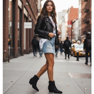 ASOS DESIGN GRÖSSE 10 Rocket Western-Cowboystiefeletten in Schwarz UK Größe 8 - Bild 1 von 8