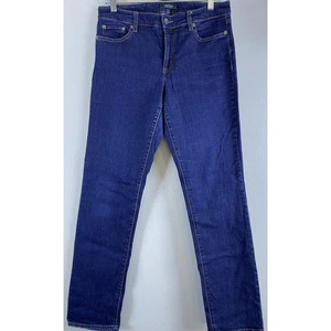 Women’s Sz 8 Lauren Ralph Lauren Modern Straight Curvy Mid Rise Dark Jean - Picture 1 of 12