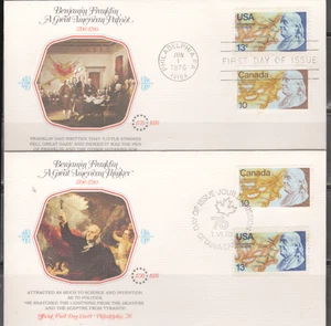 1976 Set of 6 FDCs - Joint Issue with Canada & GB - Ben Franklin - Bild 1 von 3