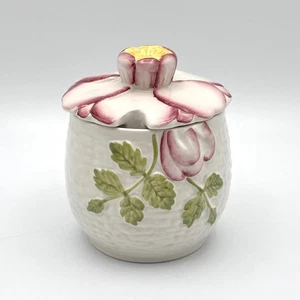 Vintage Shorter & Son Pottery Wild Rose Lidded Jam Pot 1930s Floral Relief - Picture 1 of 6