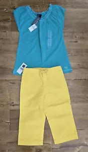 NWT Lot/2 Gap Kids Girls Pants Sz 5 Wide-Leg Elastic Waist + Top Heart Sz S-6/7 - Picture 1 of 24