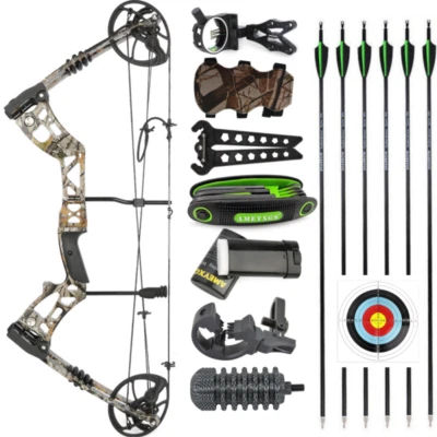 Compound Bow Arrows Set 30-70lbs Adjustable Archery Aluminum Bow Hunting Target - Image 1 of 4