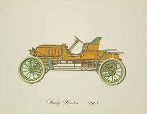 Stanley Roadster 1908 Lithograph Clarence P. Hornung Antique Automobile Vintage - Picture 1 of 1