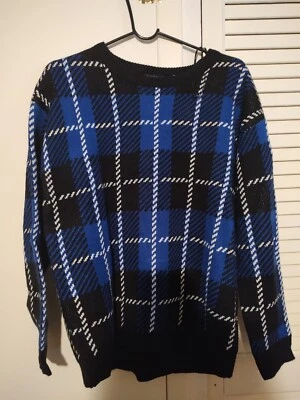 Suéter Brave Soul Talla 14 Negro Y Azul Real Cuadros Foto 1 de 3