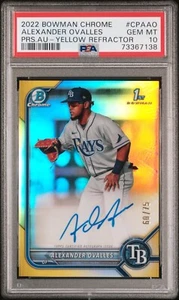 Alexander Ovalles 2022 Bowman Chrome 1st Yellow Refractor Auto 60/75 PSA Gem 10! - Picture 1 of 5
