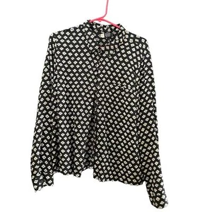 Volcom Black Geometric Pattern Long Sleeves Button Front Shirt Size Medium - Picture 1 of 4