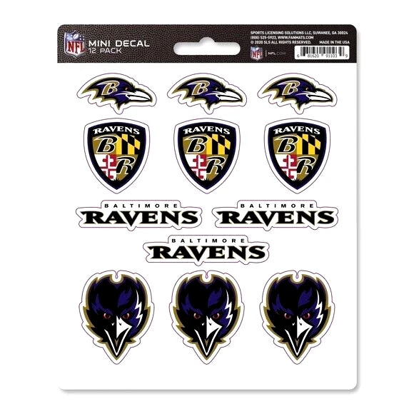 Baltimore Ravens NFL Juego de pegatinas troqueladas de vinilo / Hoja de calcomanías *Envío gratuito Foto 1 de 1