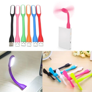 Portable Flexible USB Fan Mini LED USB Night Light Power Bank Computer Laptop PC - Picture 1 of 14