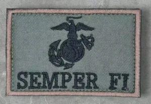 SEMPER FI MARINES USMC MARINE CORPS INSIGNIA FOREST TACTICAL MILITARY HOOK PATCH - Picture 1 of 3