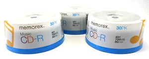 Memorex MUSIC CD-R 40X 700MB 80MIN, 30-PACK SPINDLE 2009 (3) Pack FACTORY SEALED - Picture 1 of 5