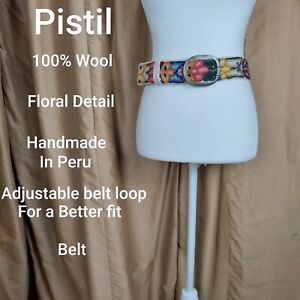 PISTIL 100% wool handmade floral detail belt size S