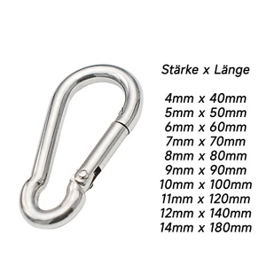 Karabinerhaken Edelstahl Rostfrei Karabiner V2A V4A Niro Drahtseil DIN 5299 Stk. - Picture 1 of 4