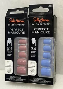 (2) Sally Hansen Salon Effects Perfect Manicure SQ011 Pink Clay SQ021 Sugar Fix - Picture 1 of 2