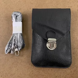 Women's Mini Black Faux Leather Touch Screen Phone Crossbody Purse NWT - Picture 1 of 2