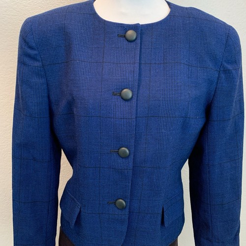Giacca blazer a quadri Christian Dior da donna blu nero taglia 6