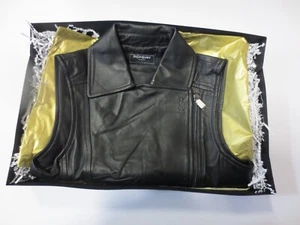 YVES SAINT LAURENT WOMAN'S BLACK LEATHER JACKET W/O SLEEVES SIZE S *GIFT BOXED* - Picture 1 of 15