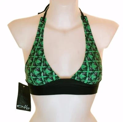 Nuevo con etiquetas Top de bikini acolchado Oakley Jaw Breaker para mujer ropa de baño Xsmall 32"-33" verde Foto 1 de 2