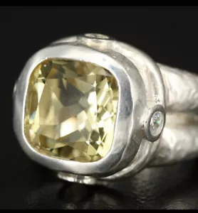 SeidenGang Ring Citrine Sterling Silver 925 CZ Size 7 Chunky Maximalist - Picture 1 of 9