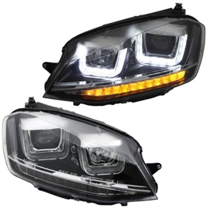 Scheinwerfer U-TUBE Tagfahrlicht Optik für VW Golf 7 VII Schwarz mit LED Blinker - Bild 1 von 6