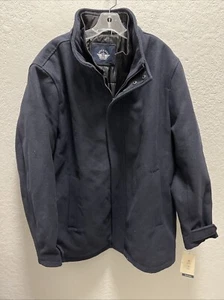 DOCKERS Men's XL Wool Melton Two Pocket Blue Full Length Duffle Coat - Picture 1 of 9