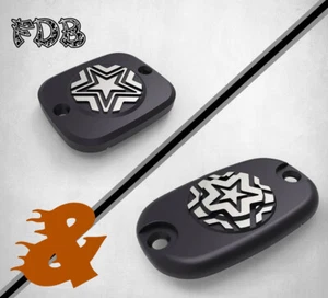 Fit H-D 1996-05 DYNA Moving Star Contrast Cut Front & Rear Master Cylinder Cover - Picture 1 of 11