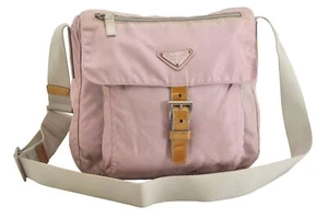 Authentic PRADA Vintage Nylon Leather Shoulder Cross Body Bag Purse Pink 4775M - Picture 1 of 10
